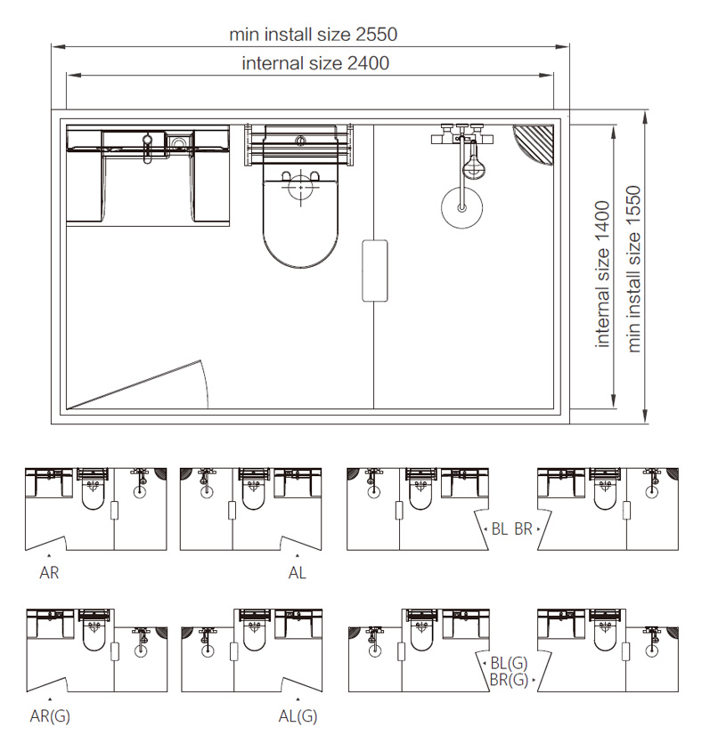 Simple design bathroom unit COZY watertight portable bathroom pod prefabricated for hotel