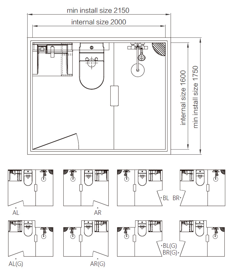 Quick installation prefab bathroom toilets integrated bathroom for cruise ship(BUJ1620)