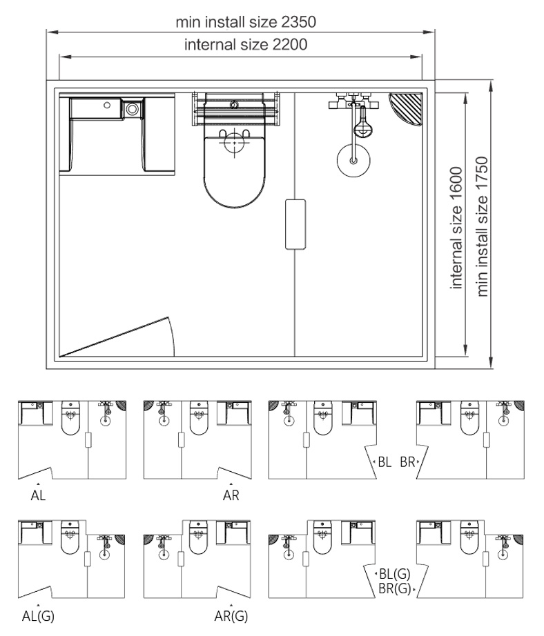 Waterproof smc prefab bathroom pods for bathroom use toilet pod(BUJ1622)