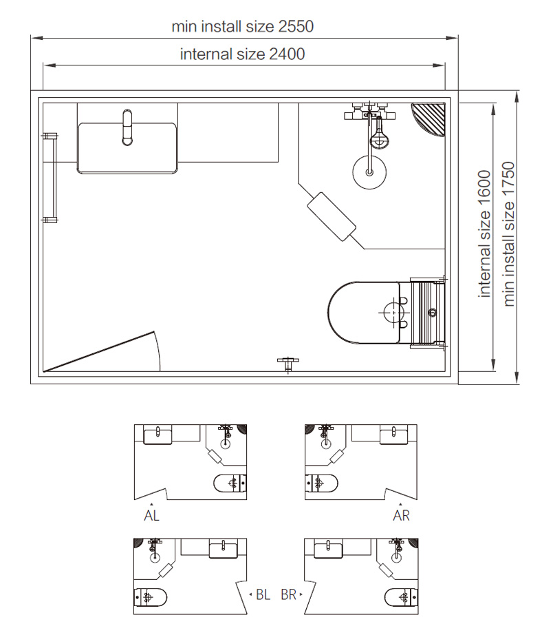 Easy installation toilet and bathroom unit marine toilet and shower units(BUJ1624Z)