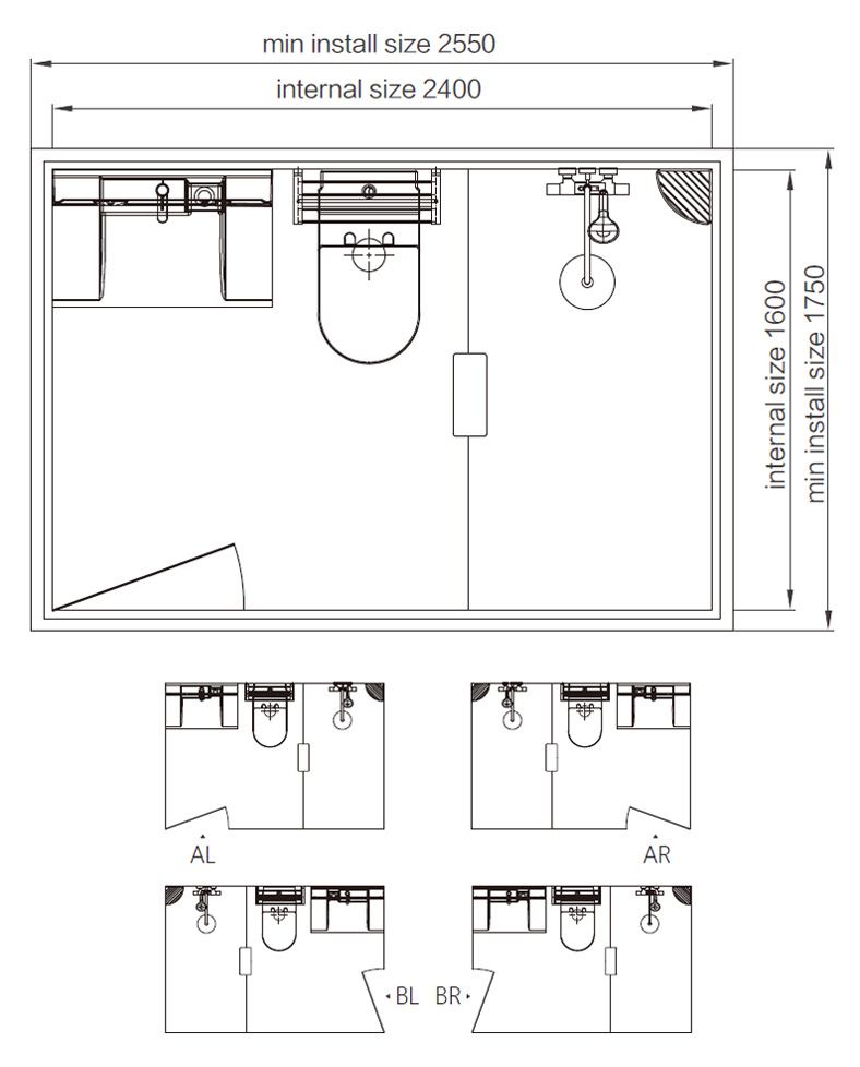 Waterproof hot sale container house bathroom pods ready made bathroom(BUJ1624F)