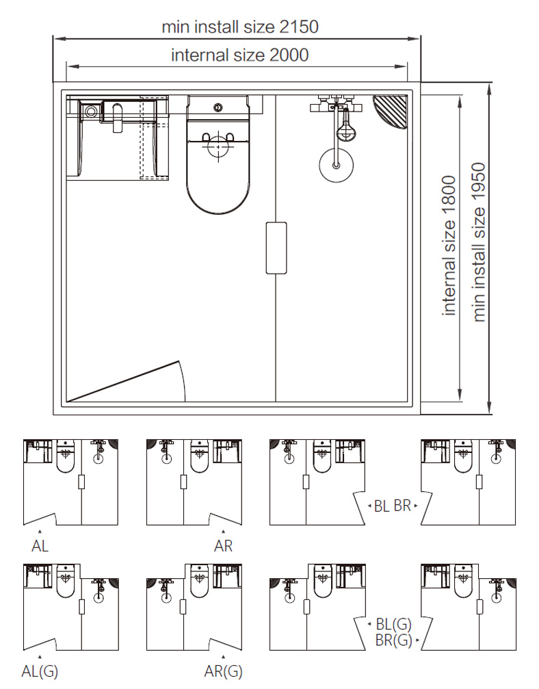 Flat pack smc bathroom pod prefabricated bathroom for refined real estate(BUJ1820)