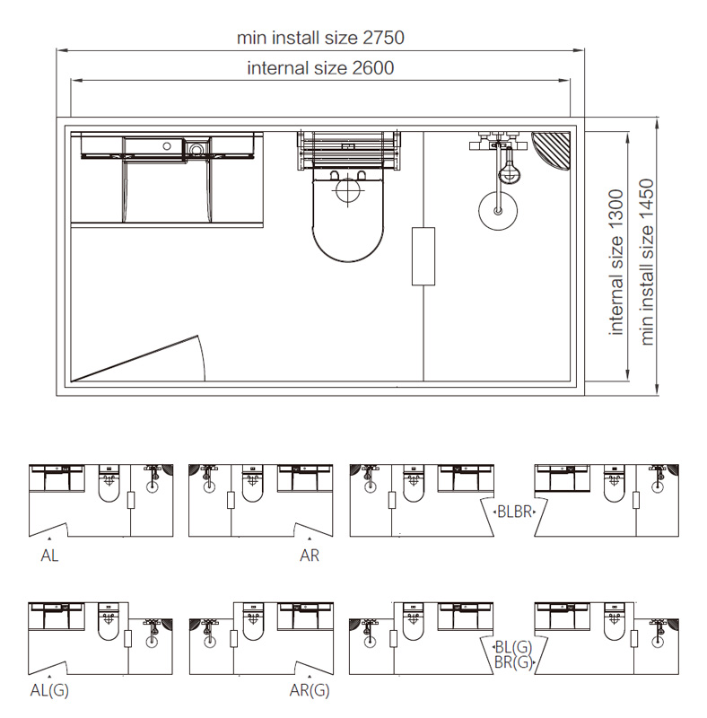 Waterproof container house bathroom pods ready made bathroom with toilet and shower(BUJ1326)