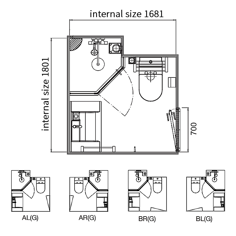 Hot sale tiny portable bathroom unit with shower and toilet prefab bathroom pods suitable for rv and villa(BUX1718)