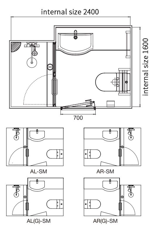 Strong and light weight prefab bathroom modular shower toilet unit(1624)