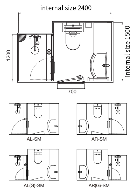 Prefabricated bathroom pod ready made bathroom unit(BUX1524)