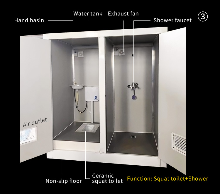 Multifunction double door portable toilet stable movable toilet outdoor use