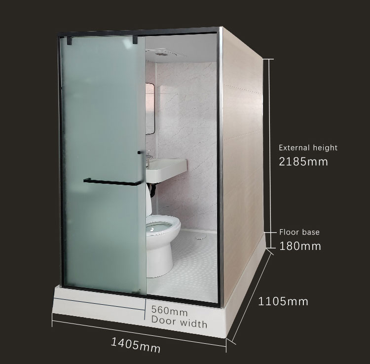 Waterproof high quality integrated bathroom modular toilet unit with SMC molded floor