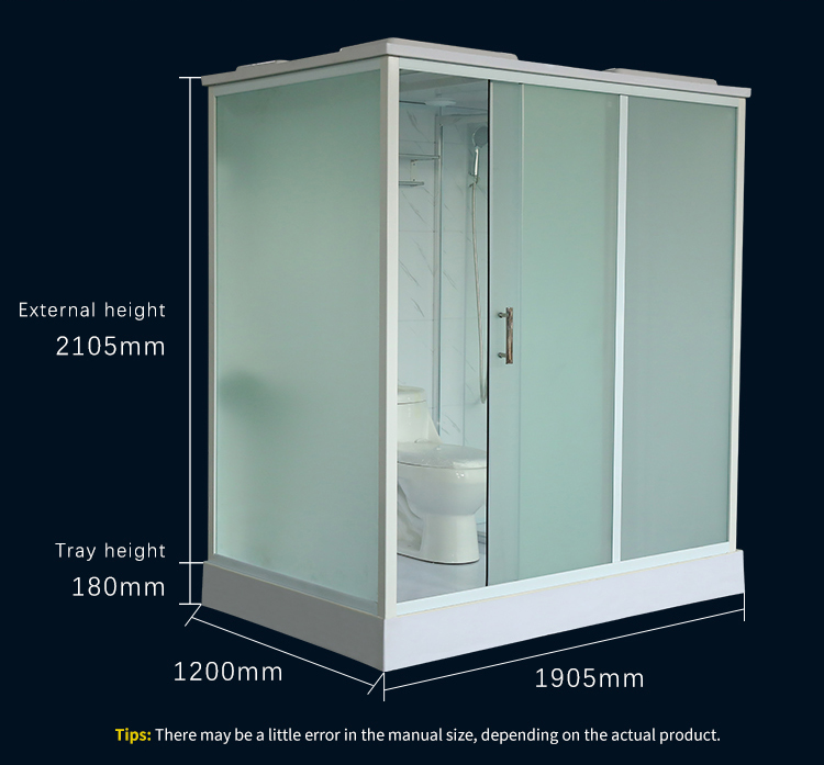 Bathroom box prefab bathroom pods with shower toilet and wash functions for temporary building