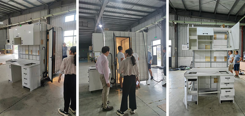 Australian customers visit the factory to see the model prefab bathroom units