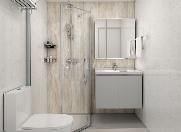 Chinese manufacturer prefabricated bathroom luxury prefab shower toilet modular bathroom unit (BUJ1618)