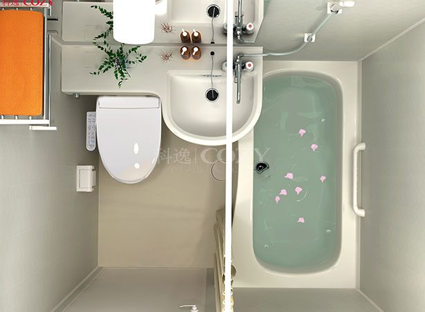 Popular in Japan prefabricated bathroom with bathtub all in one toilet pod for hotel(BUH1316)