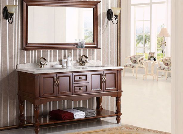 Customized retro style wall mounted bath cabinet bathroom vanity