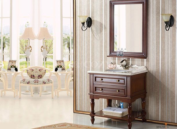 Customized retro style wall mounted bath cabinet bathroom vanity