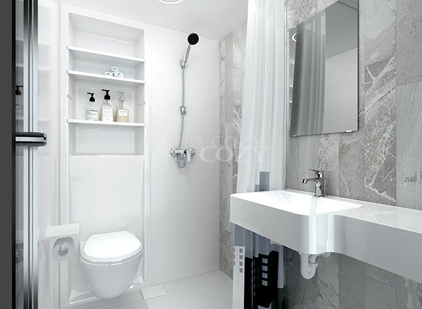 Modular bathroom toilet and shower unit(BUA1017-Ink Blue Stone Pattern)