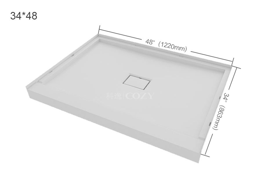 Wholesale standing easy cleaning antislip resin tray base shower pan 34X48 inches