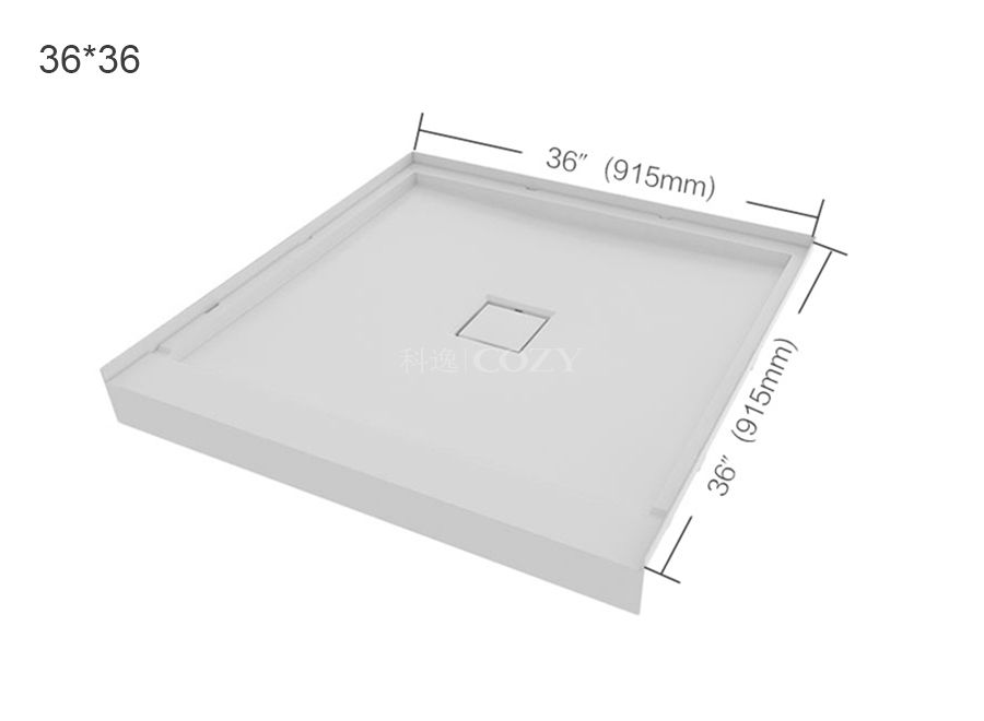 Easy installation fibreglass shower pan shower base door tray 36X36 inches for US market