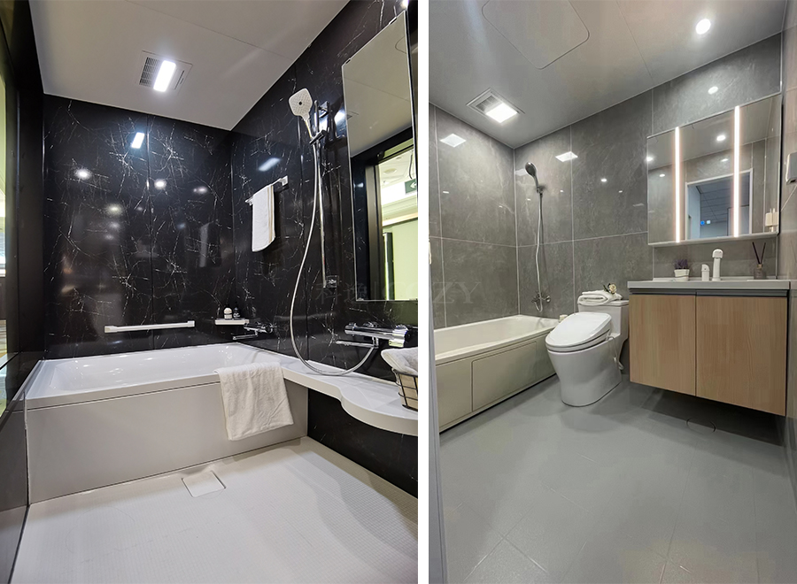 Japanese style waterproof all in one prefab bathroom pod with bathtub and basin function(BUH1316)