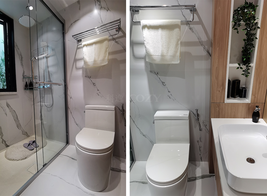 Unique design container bathroom pods prefab cabin with shower(BUX1424)