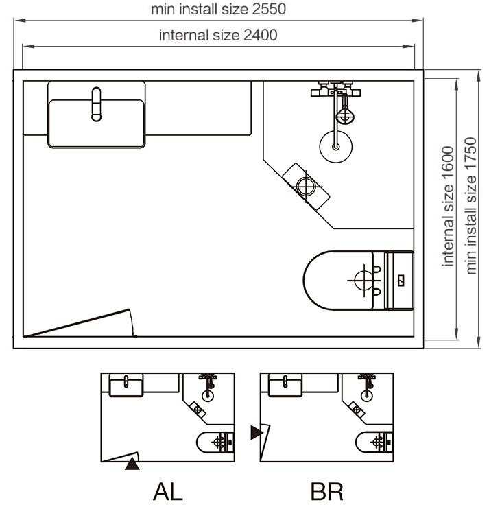 Waterproof portable shower and toilet all in one prefab bathroom unit