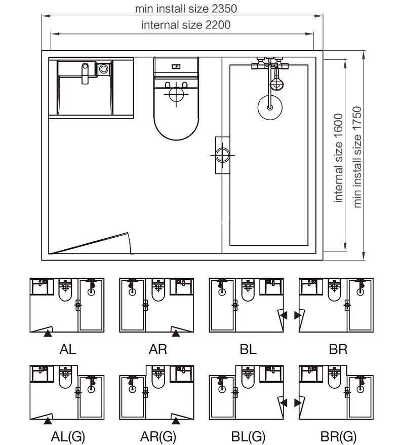 Fast installation all in one prefab bathroom unit with shower and toilet for real estate (BUJ1622)