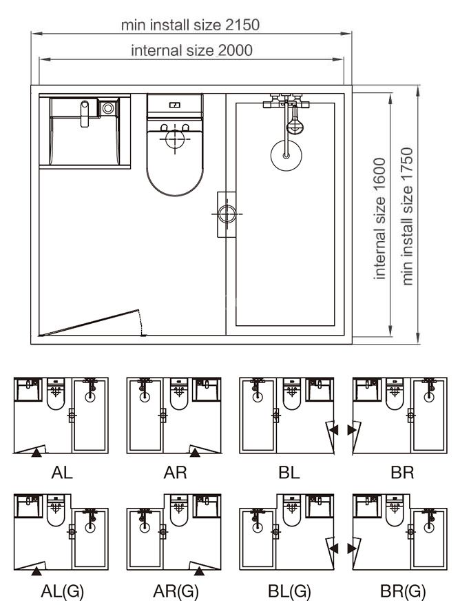 Rv bathroom SMC all in one prefab bathroom units with shower and toilet set (BUJ1620)